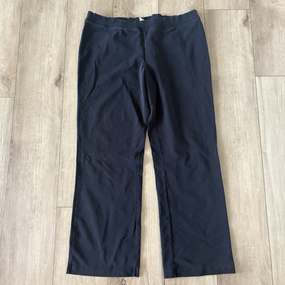 LL Bean Ankle Pants Womens Large Regular Straight Pull On Cotton Blend Black